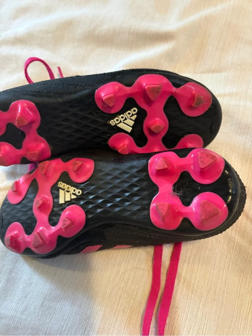 adidas Kids Black and Pink Soccer Cleats